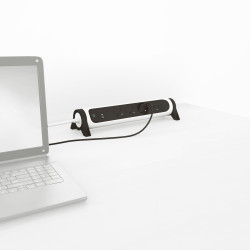 RALLONGE 4X2P+T SURFACE AVEC INTER, PARAFOUDRE ET CORDON 1,5M - BLANC\/GRIS