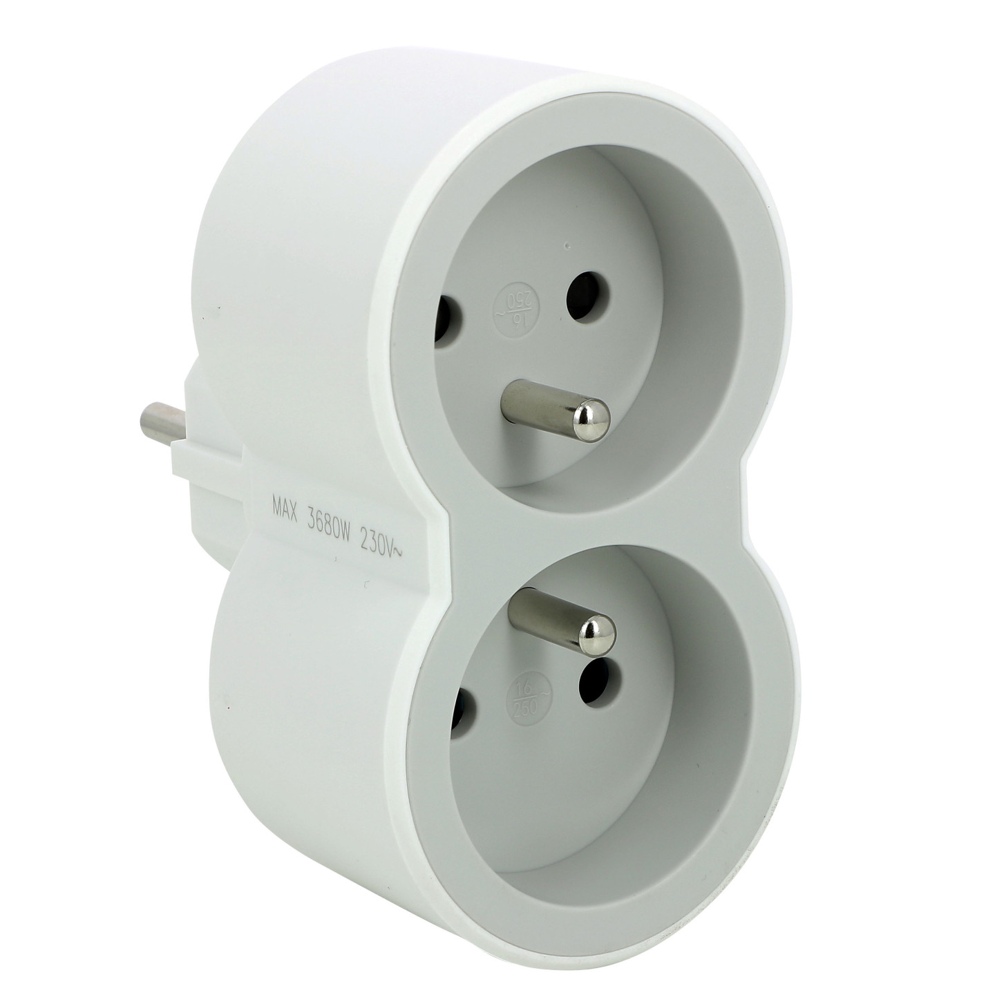 FICHE 2X2P+T FRONTALES 16A 230V 3680W - BLANC\/GRIS