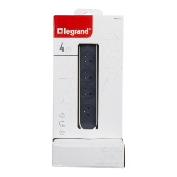 RALLONGE TOUR 4X2P+T SURFACE ,INTERRUPTEUR, PARAFOUDRE ET CORDON 2M - BLANC\/GRIS